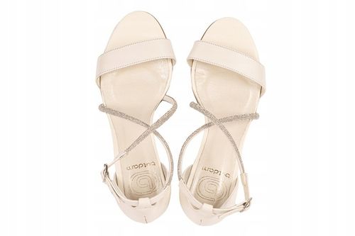 Sandałki niskim kołku z ozdobnymi paskami ekru BUTDAM 40 na Arena.pl