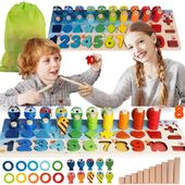 Drewniana Gra Łowienie Rybek Na Magnes Nauka Liczenia