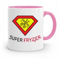 Kubek Różowy Dla Fryzjera Super Fryzjer Prezent Z Nadrukiem Ze Zdjęciem