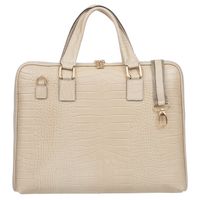 VERA PELLE torebka skórzana teczka A4 kroko na laptopa V519 kremowa