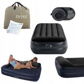 Materac dwuosobowy INTEX dmuchany pompka elektryczna 203cm czarny