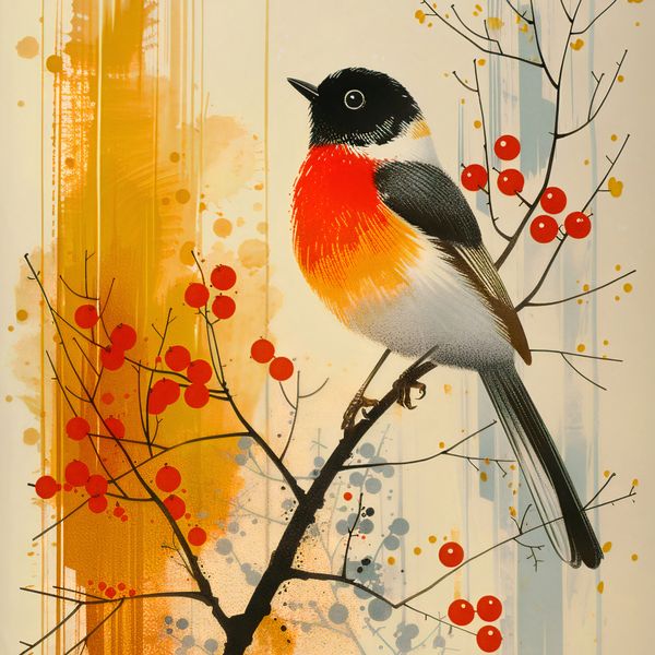 Plakat 90x90cm Jesienny Rudzik zdjęcie 1