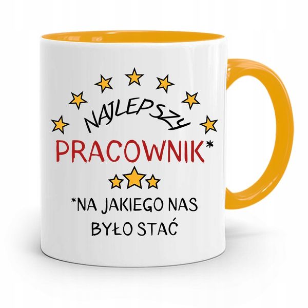 Dla Pracownika Kubek Żółty Najlepszy Pracownik Z Nadrukiem Ze Zdjęciem zdjęcie 1