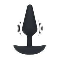Classic Vibrating Silicone Anal Plug - M - Black