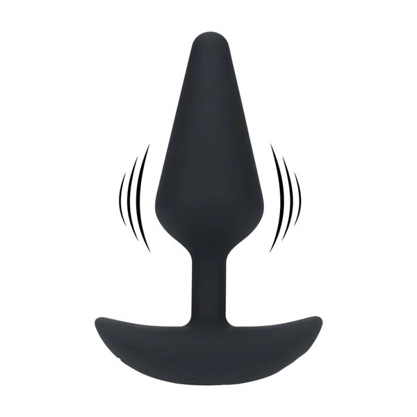 Classic Vibrating Silicone Anal Plug - M - Black zdjęcie 1
