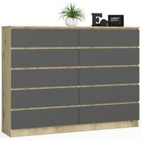 Komoda do sypialni, 10 szuflad, STILO, 160x40x121 cm, dąb | TYLETEGOTU