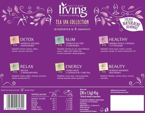 Zestaw herbat w kopertach Irving Tea SPA 30szt x6 na Arena.pl