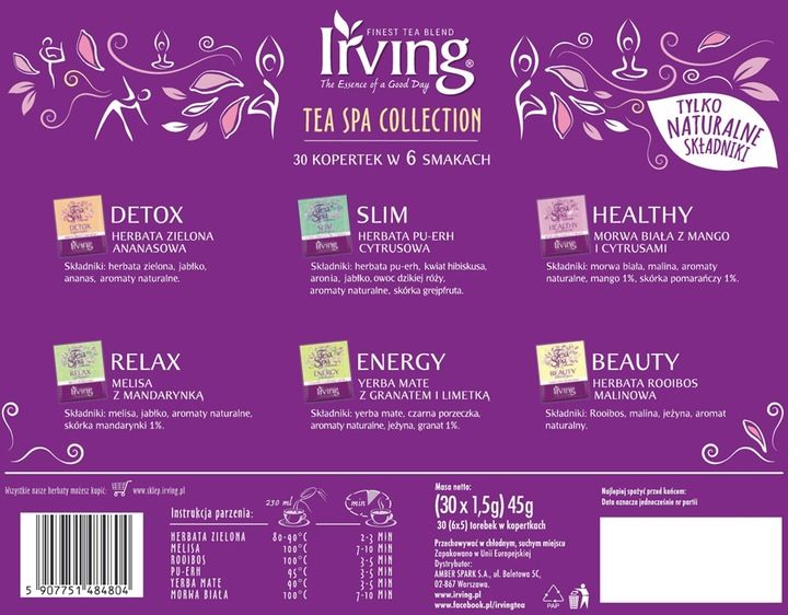 Zestaw herbat w kopertach Irving Tea SPA 30szt x6 zdjęcie 4