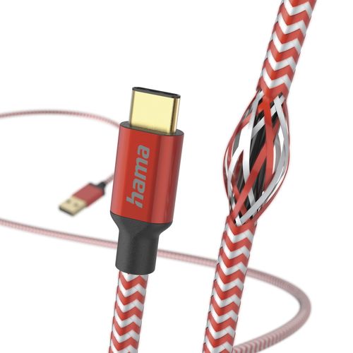 Kabel USB HAMA Ładujący/Data Reflected USB-C USB-A 1.5m Czerwony 201559 na Arena.pl