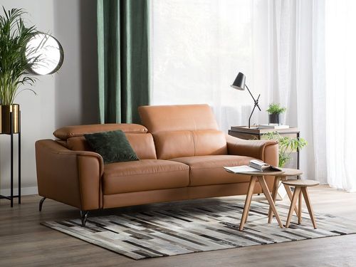Sofa 3-osobowa skórzana brązowa NARWIK na Arena.pl