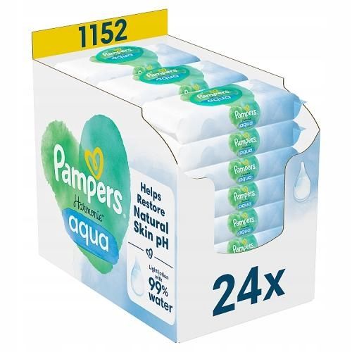Pampers Harmonie Aqua Chusteczki nawilżane, dla noworodków 24x48 szt. na Arena.pl