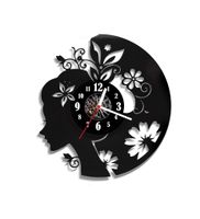 Zegar ścienny z płyty winylowej  Dziewczyna z kwiatami 3.4