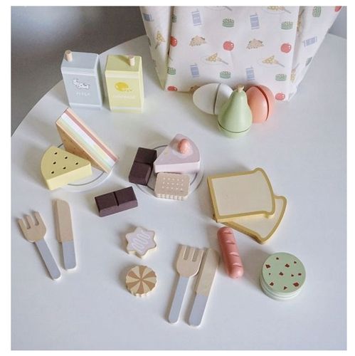 Drewniany Zestaw Piknikowy Dla Dzieci Nunukids Piknik Torba Mata Akcesoria na Arena.pl