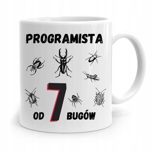Kubek Prezent Informatyka Programisty Od 7 Bugów Z Nadrukiem Ze Zdjęciem na Arena.pl