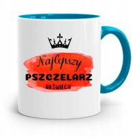 Kubek Błękitny Dla Pszczelarza Najlepszy Na Z Nadrukiem Ze Zdjęciem