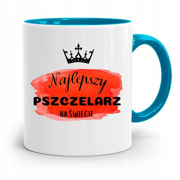 Kubek Błękitny Dla Pszczelarza Najlepszy Na Z Nadrukiem Ze Zdjęciem zdjęcie 1