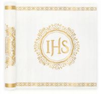 BIEŻNIK KOMUNIJNY,DEKORACJA STOŁU ZŁOTY IHS I KOMUNIA 5m