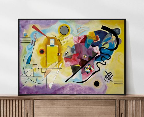 Plakat Kandinsky żółty czerwony niebieski 30x40 cm w czarnej ramie na Arena.pl