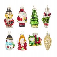 Kpl. 8 szt. Szklanych zawieszek choinkowych - Bombki choinkowe kształtki