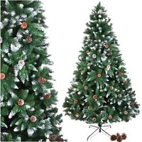 CHOINKA SZTUCZNA DIAMENTOWA GĘSTA JAK ŻYWA DUŻA Z SZYSZKAMI ŚNIEG 180 cm