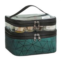 kosmetyczka rozkładana geometryczna zielona 23x15,5x9cm ks35wz1