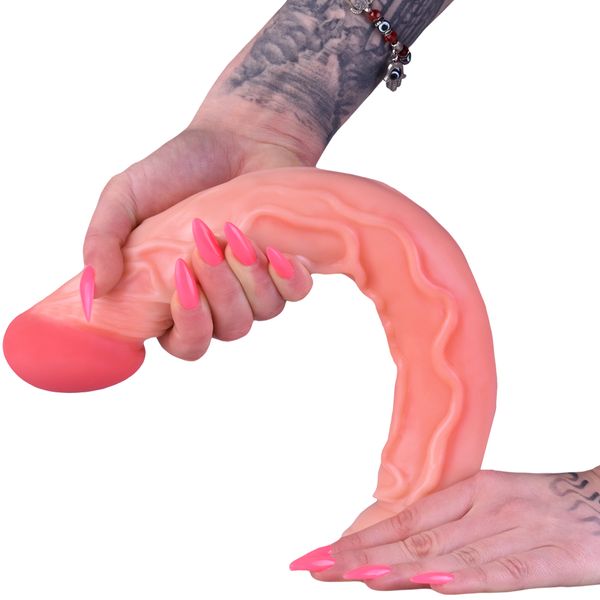Największe Dildo Xxl Penis Z Cyberskóry 34 Cm Cielisty zdjęcie 4