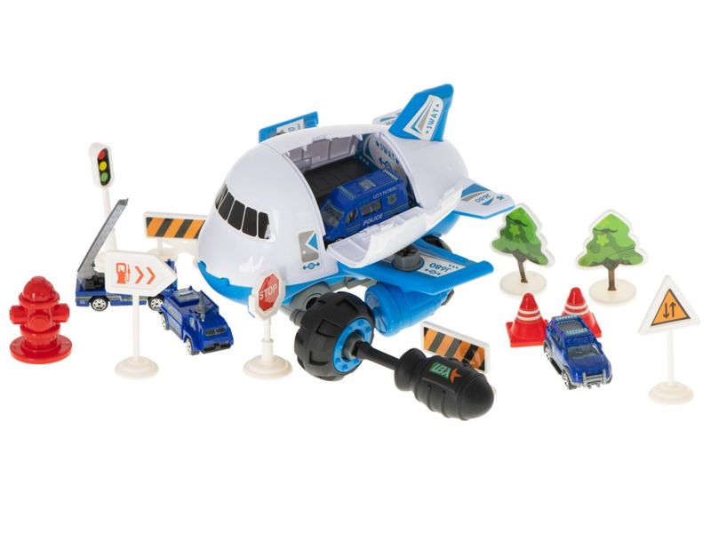 Transporter samolot policja + 4 auta + akcesoria zdjęcie 8
