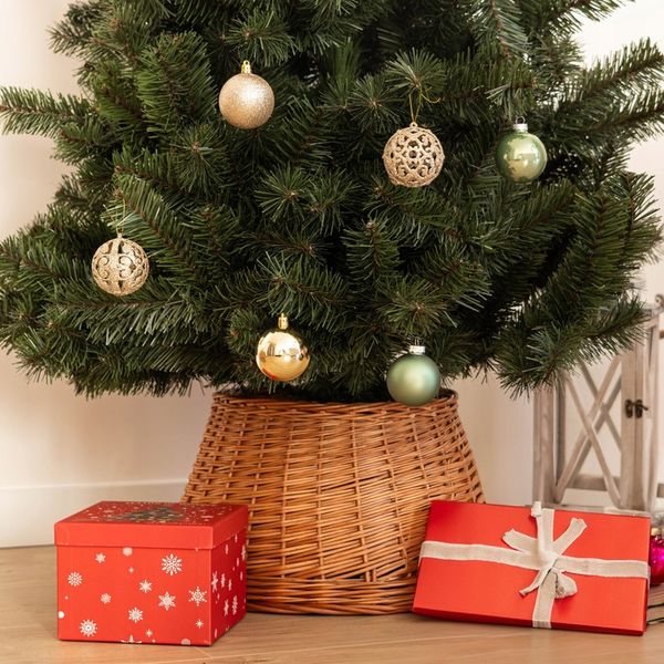 OSŁONA NA STOJAK CHOINKOWY WIKLINOWA 50 cm OSŁONKA POD CHOINKĘ KOSZ BOHO zdjęcie 7