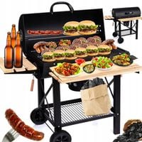 GRILL WĘGLOWY OGRODOWY 2 RUSZTY CHROMOWANE 2 PÓŁKI POPIELNIK STAL Z POKRYWĄ