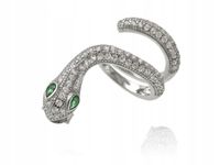Nausznica srebrna 925 Wąż zielonymi oczami na lewe ucho k3663