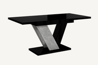 Stół rozkładany kuchenny lub salon 120 -160 cm Czarny Połysk + Beton DUNAI