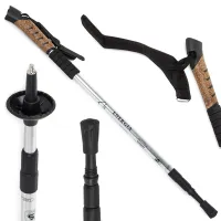 Kij Nordic Walking z korkową rączką w kolorze srebrnym dla wygody i trwałości