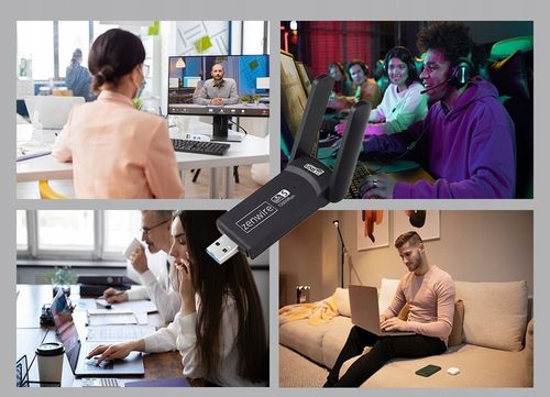 Adapter WiFi USB 3.0 Karta Sieciowa 1300MBps 5Ghz do Komputera Antena Wi-Fi na Arena.pl