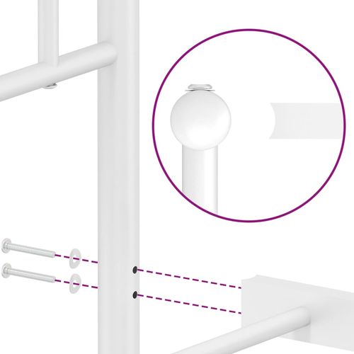 Metalowa rama łóżka z wezgłowiem i zanóżkiem, biała, 140x200 cm na Arena.pl