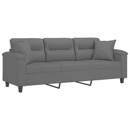 3-osobowa sofa z poduszkami, ciemnoszara, 180 cm, mikrofibra na Arena.pl