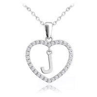 MINET Srebrny naszyjnik litera w sercu „J” z cyrkoniami