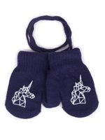 Rękawiczki dziewczęce jednopalczaste ze sznurkiem granatowe 14 YOCLUB