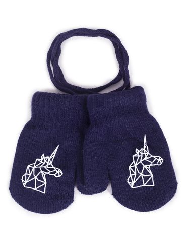 Rękawiczki dziewczęce jednopalczaste ze sznurkiem granatowe 14 YOCLUB na Arena.pl