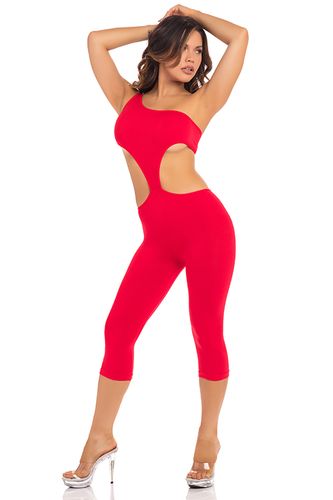 one shoulder cropped catsuit red, s/m na Arena.pl