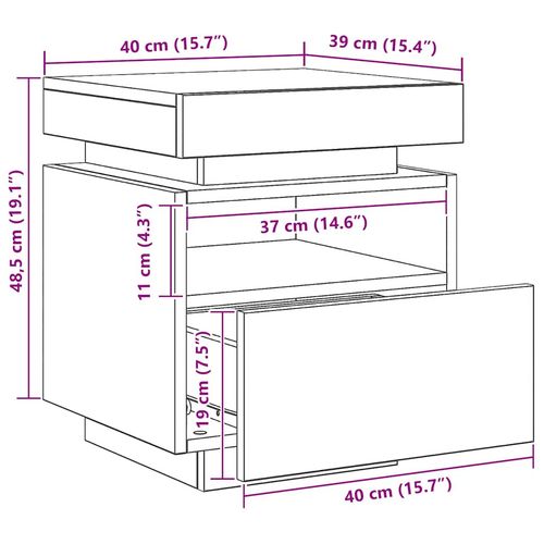 Szafka nocna z oświetleniem LED, dąb artisan, 40x39x48,5 cm na Arena.pl