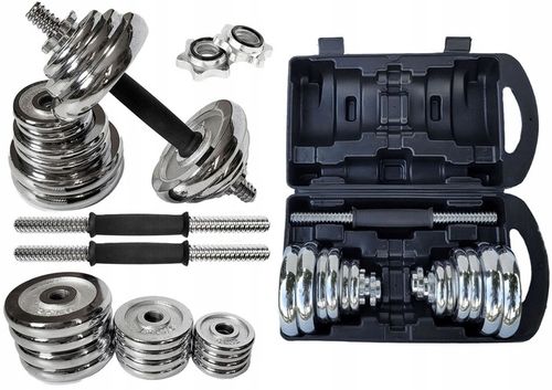 Hantle żeliwne 2x10kg WALIZKA regulowane chromowane zestaw talerze gryfy na Arena.pl