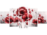 70CM 150CM OBRAZ 5 ELEM CZERWONE MAKI ŚCIENNY