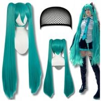 PERUKA WŁOSY 110 CM COSPLAY HATSUNE MIKU VOCALOID ANIME MANGA CZEPEK MORSKI