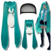 PERUKA WŁOSY 110 CM COSPLAY HATSUNE MIKU VOCALOID ANIME MANGA CZEPEK MORSKI
