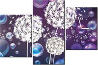 60CM 90 ZEGAR 3 ELEM BIAŁE DMUCHAWCE BAŃKACH MYDLANYCH ŚCIENNY