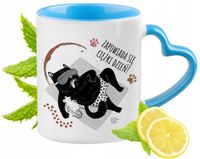 Kotki Kotek Kot Kubek Błękitny Z Uszkiem W Kształcie Serca Na Prezent