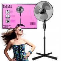 MOCNY WENTYLATOR STOJĄCY CICHY WIATRAK PODŁOGOWY BLACK DECKER ŁOPATEK