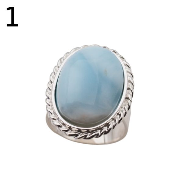 Pierścionek regulowany - owalny Larimar w srebrze 2 zdjęcie 2