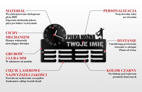 Wieszak na medale z zegarem I LOVE RUN 2 twoje imię dowolny tekst 434.1 na Arena.pl