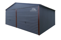 Garaż Blaszany 6x5 2x Brama uchylna - Antracyt - Dwuspadowy GB119